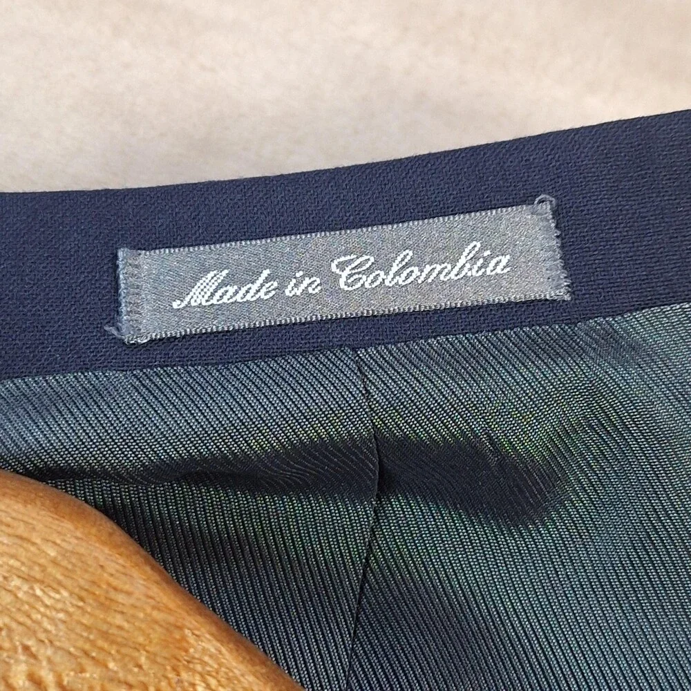 Oscar De La Renta Blazer Mens 46 Regular Blue Ventless 2 Button Gold Buttons